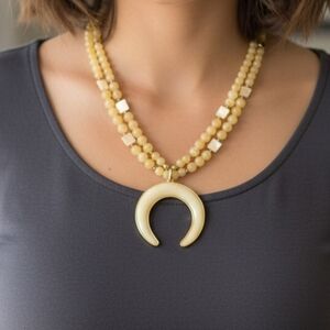 Chico Cream Crescent Pendant Necklace